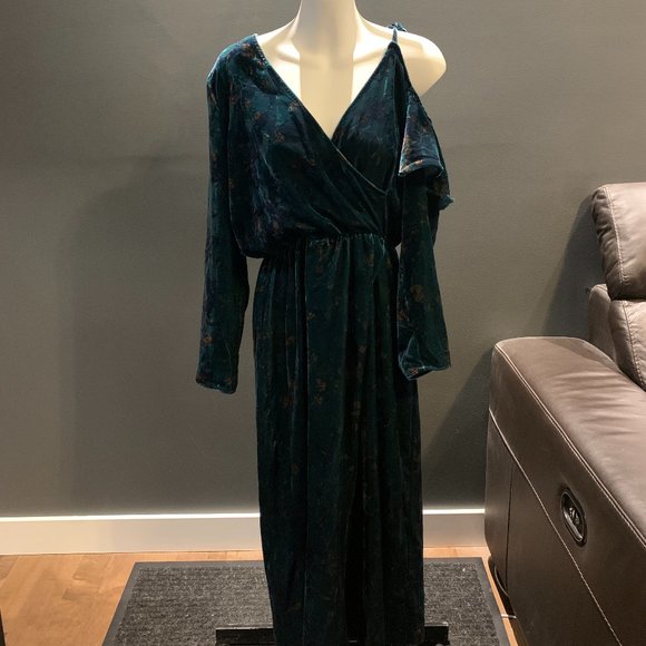 Zara Velvet One Shoulder Midi Dress - Picture 1 of 3